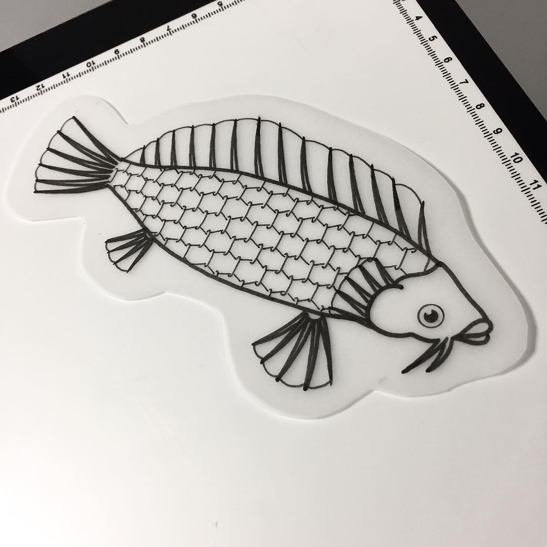 鲤鱼纹身手稿